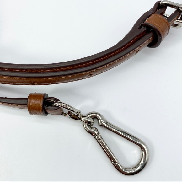 COACH TAN LEATHER SILVER HARDWARE CROSSBODY BAG STRAP ADJUSTABLE - Picture 2 of 4